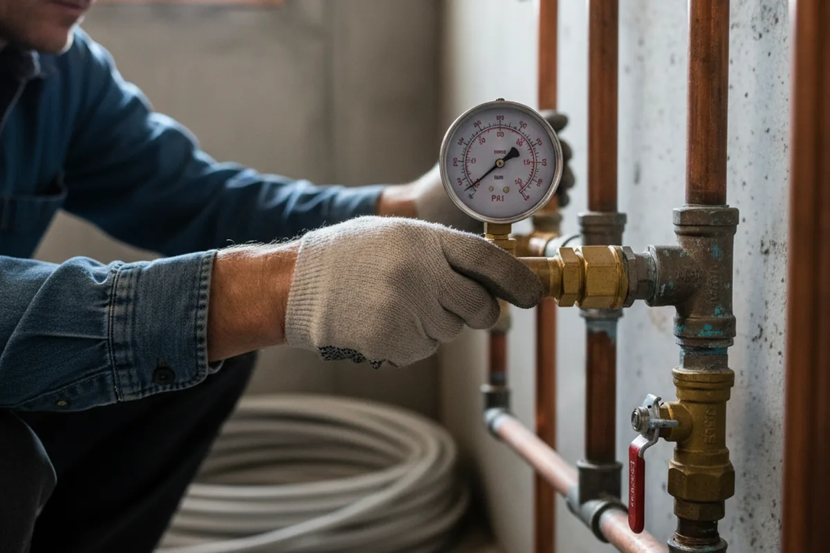 Pressure testing a repaired line during Water Line Repair in Pillow