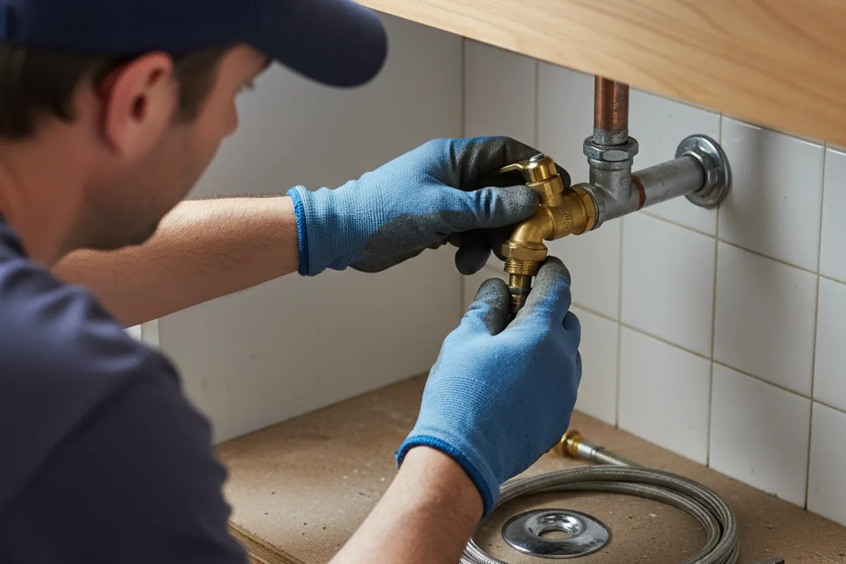 Shutoff valve and fitting work during Burst Pipe Repair in Pillow